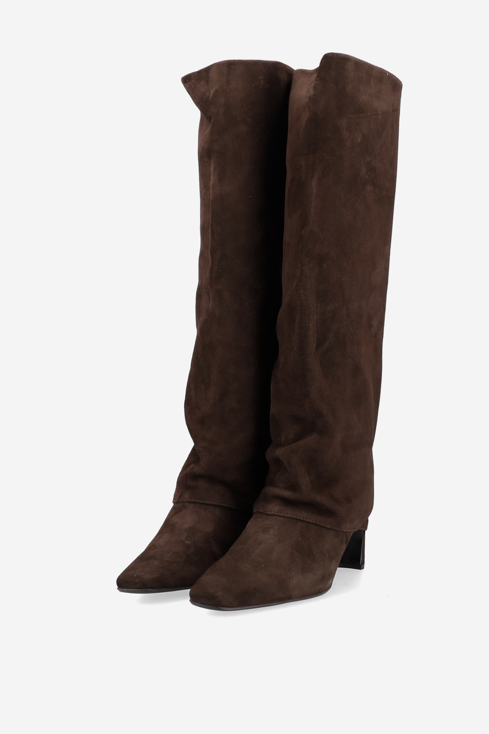 Fold-over suede boots