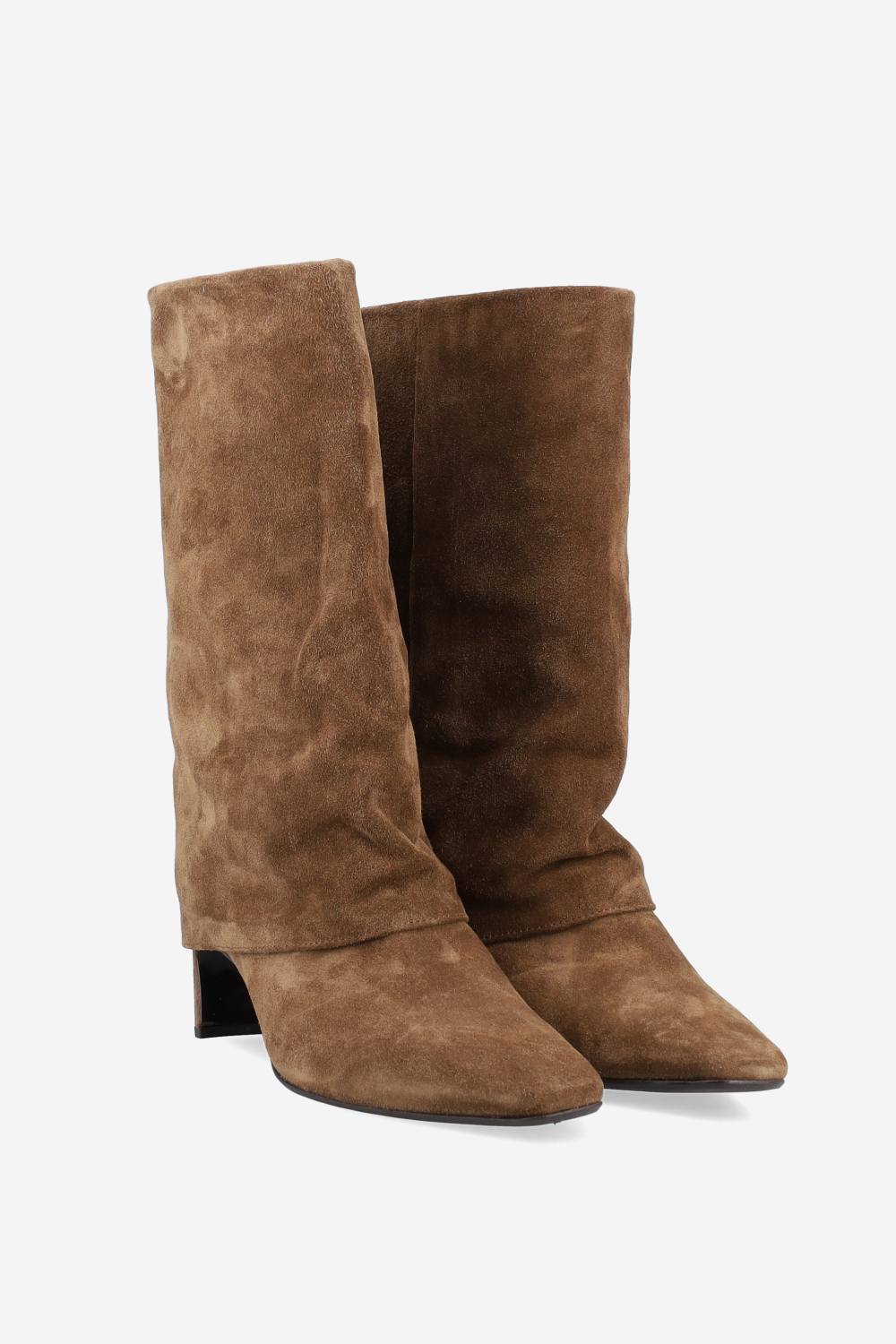 Fold-over suede ankle boots