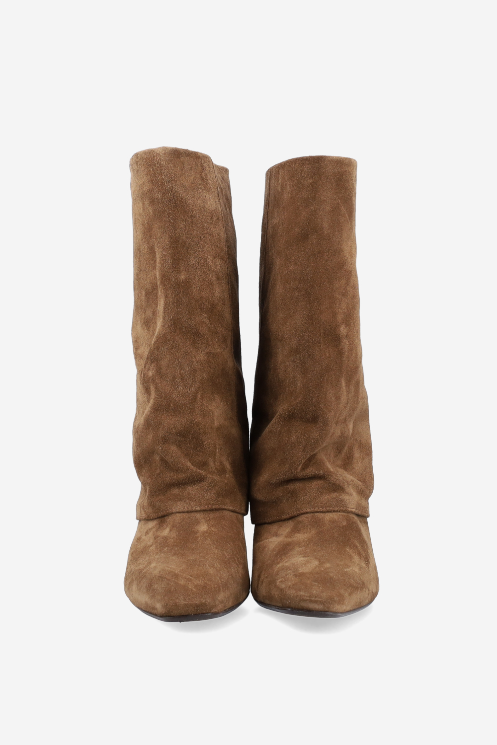 Fold-over suede ankle boots