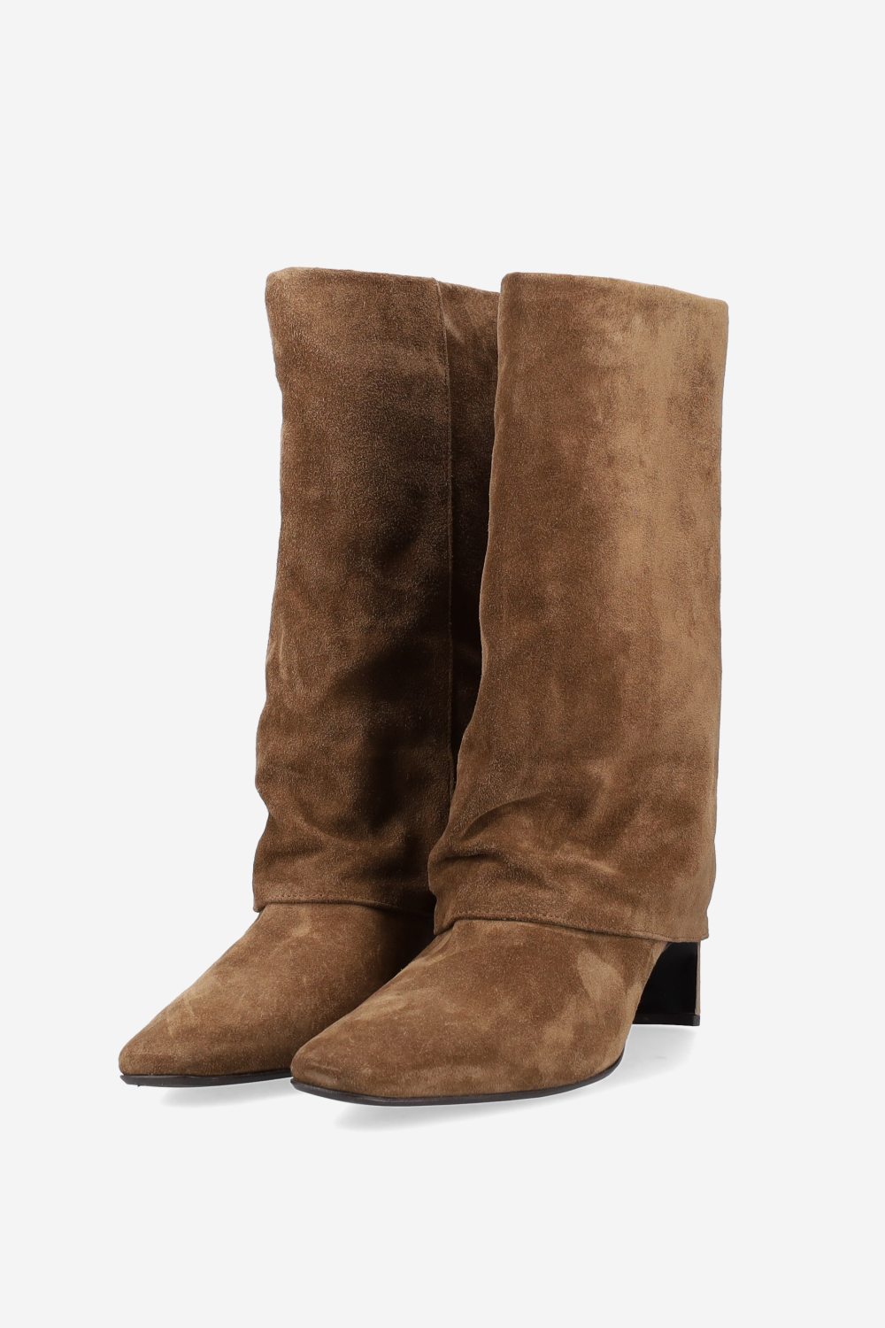 Fold-over suede ankle boots