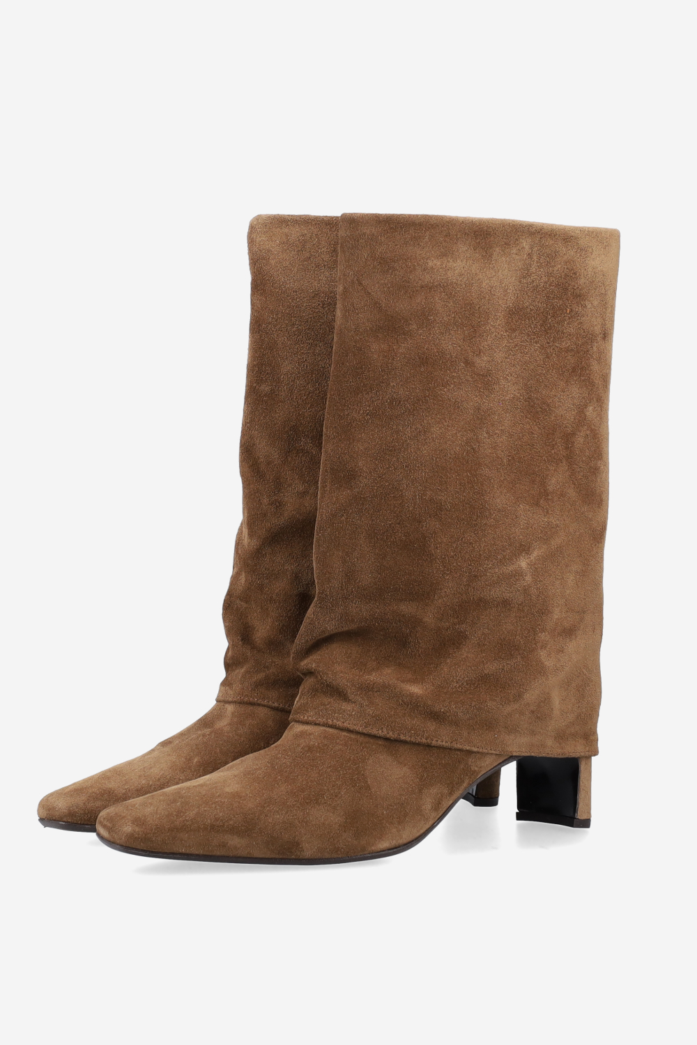 Fold-over suede ankle boots