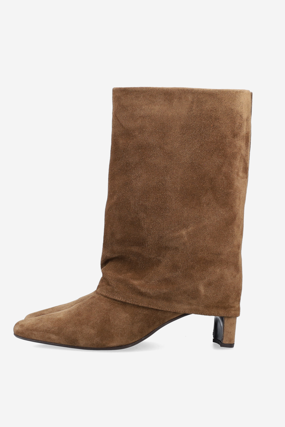 Fold-over suede ankle boots