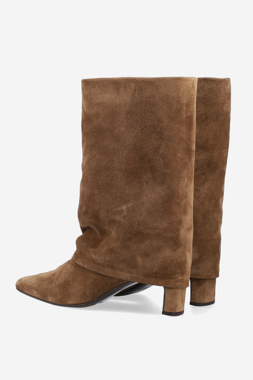 Fold-over suede ankle boots