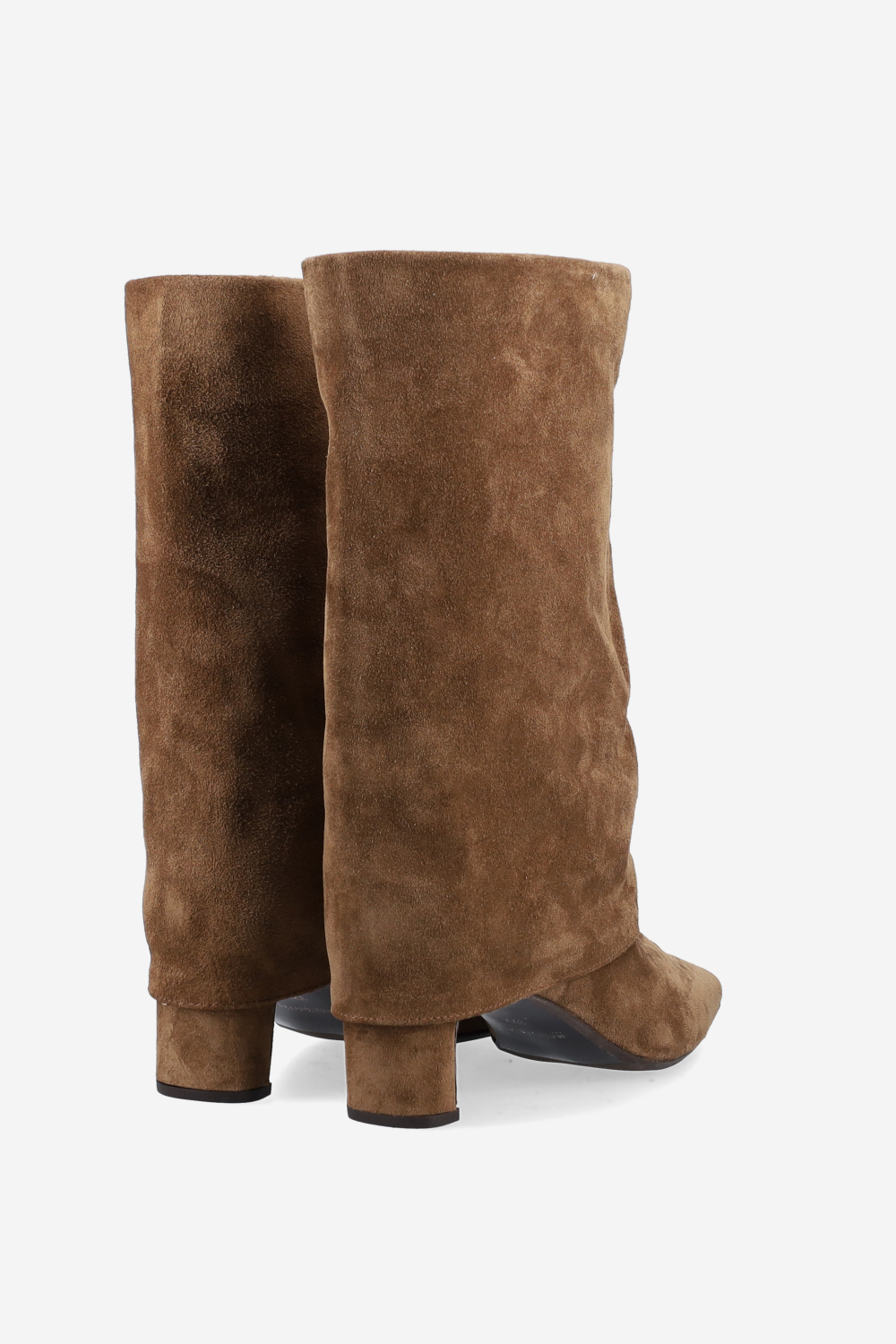 Fold-over suede ankle boots