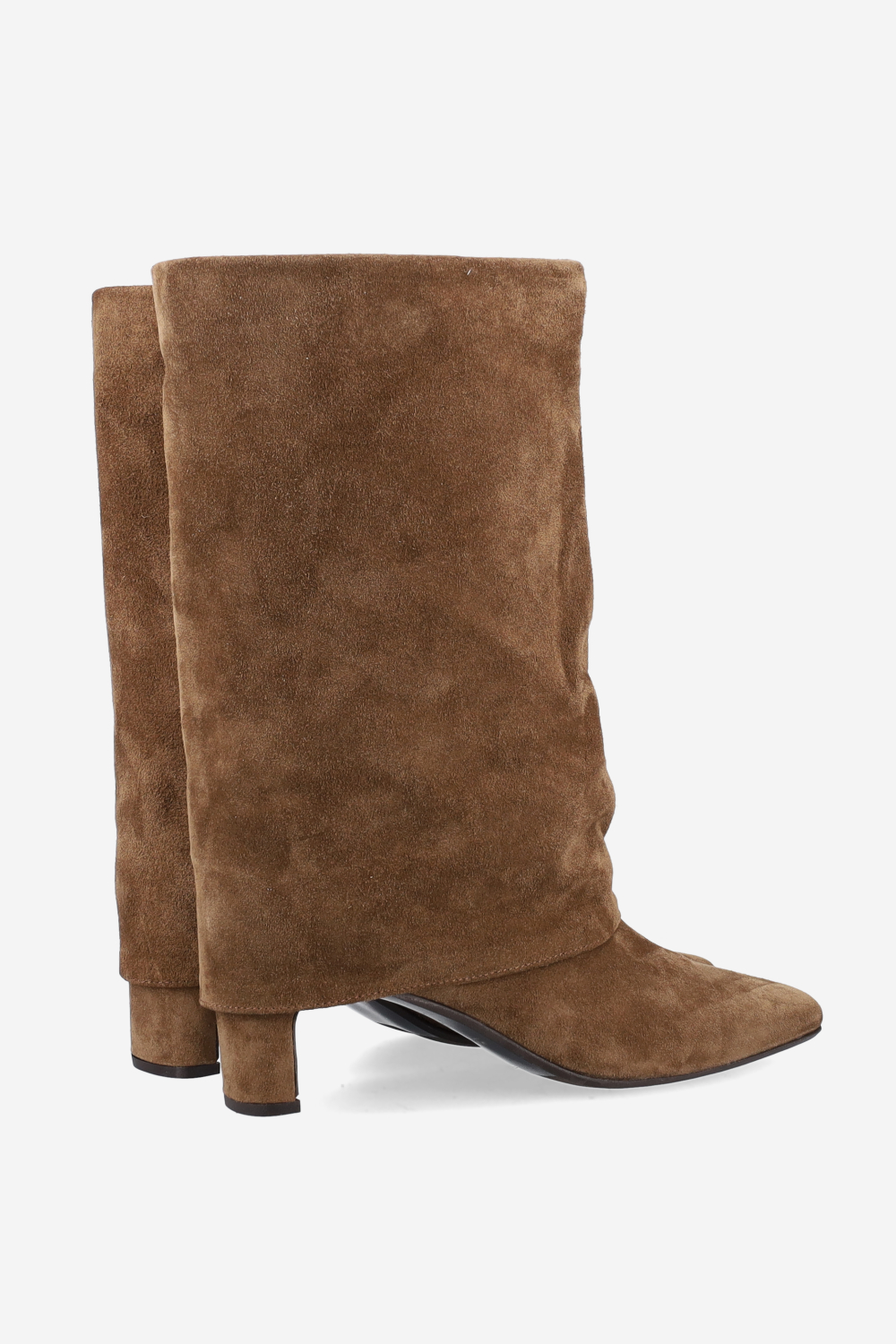 Fold-over suede ankle boots