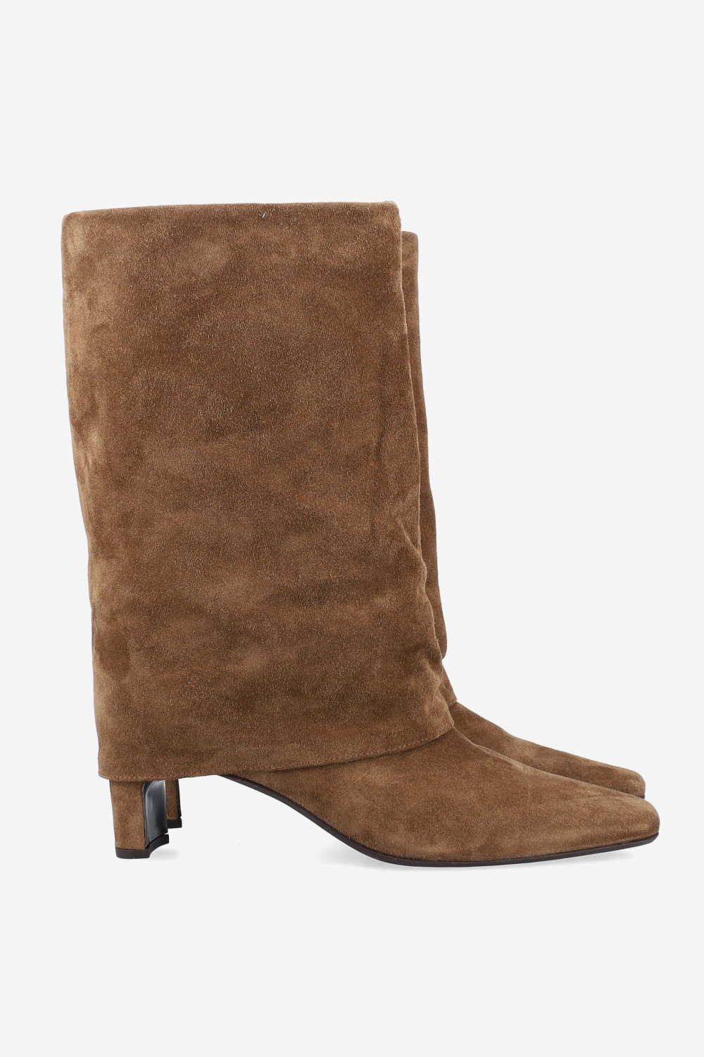 Fold-over suede ankle boots