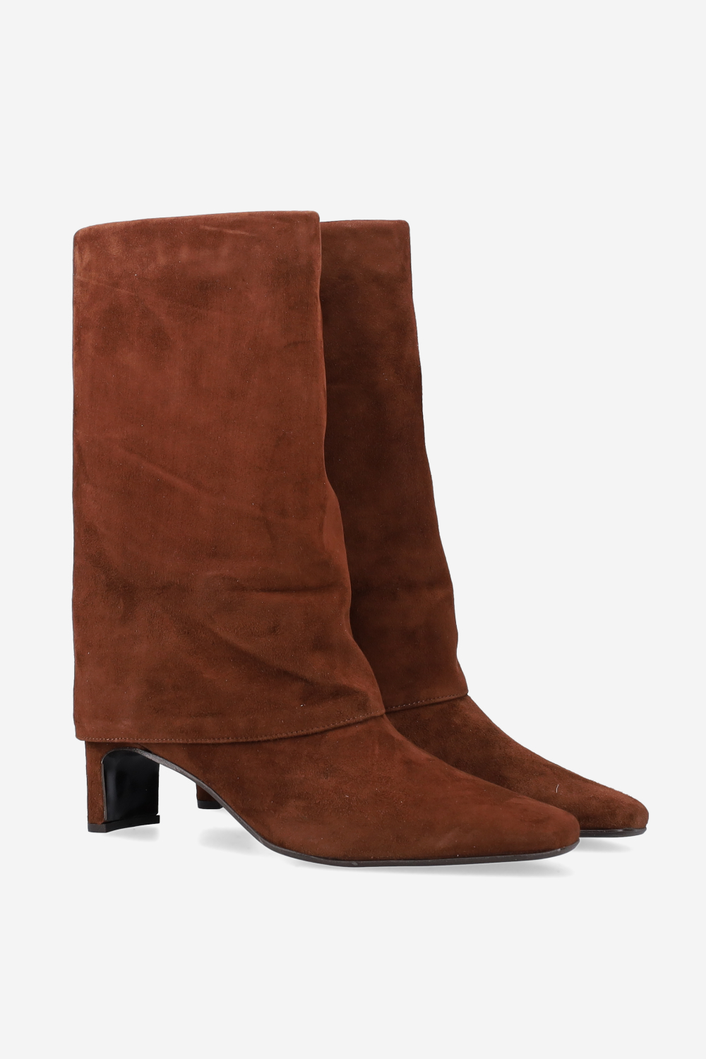 Fold-over suede ankle boots