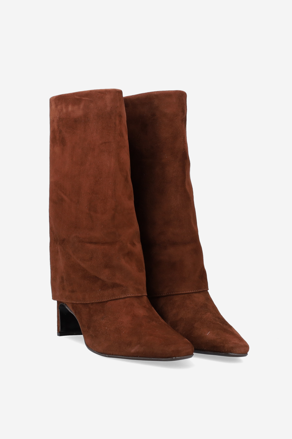 Fold-over suede ankle boots