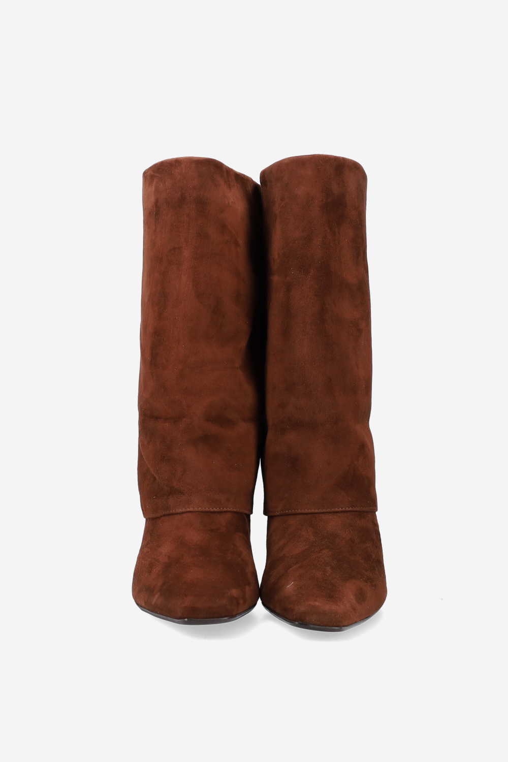 Fold-over suede ankle boots