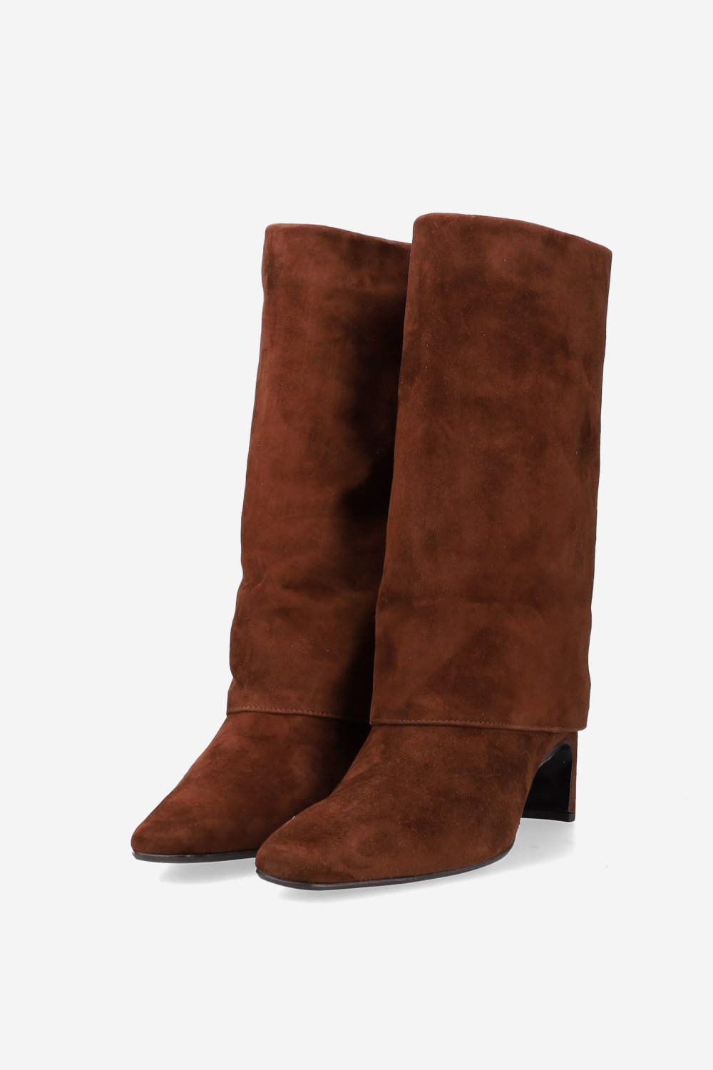 Fold-over suede ankle boots
