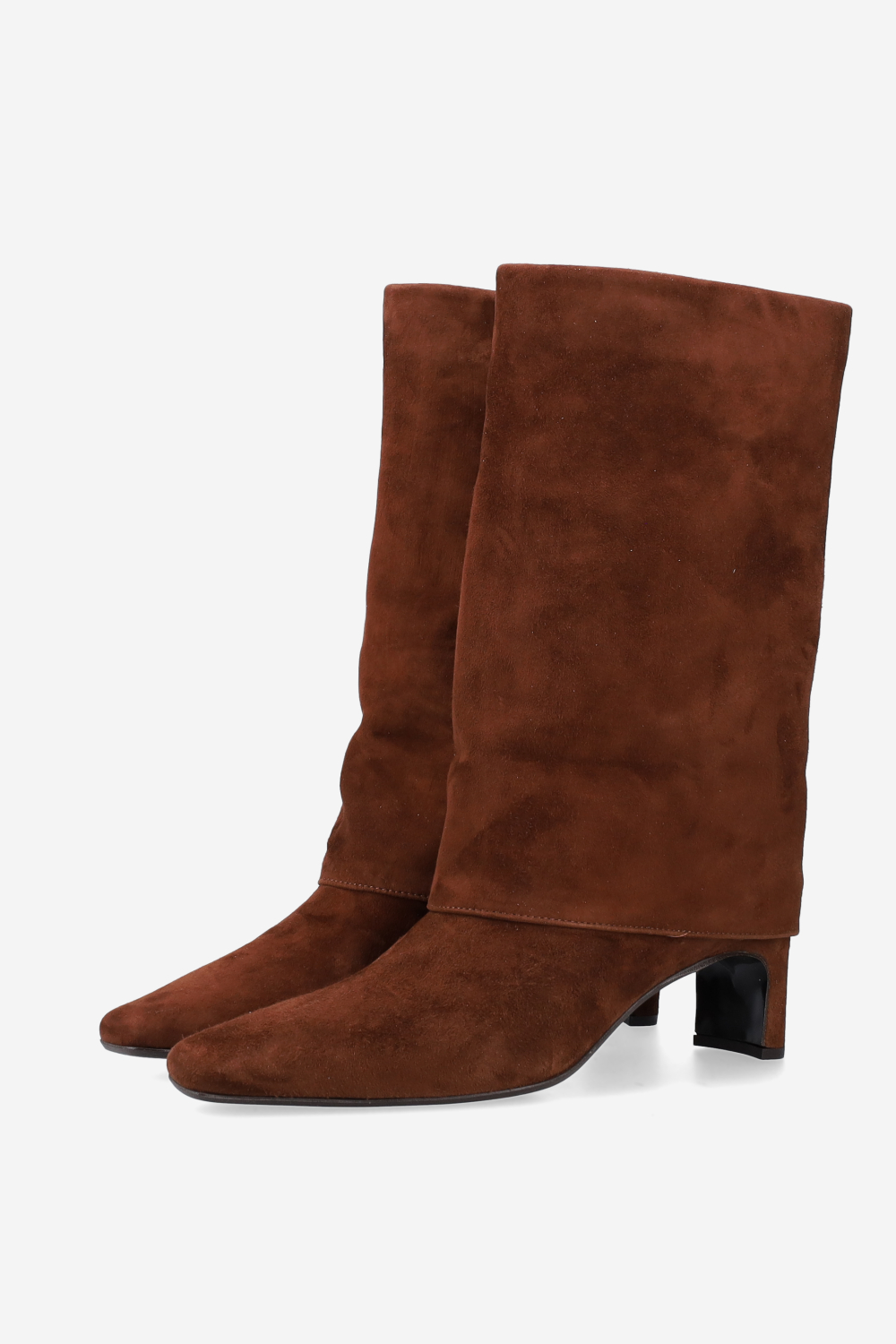 Fold-over suede ankle boots