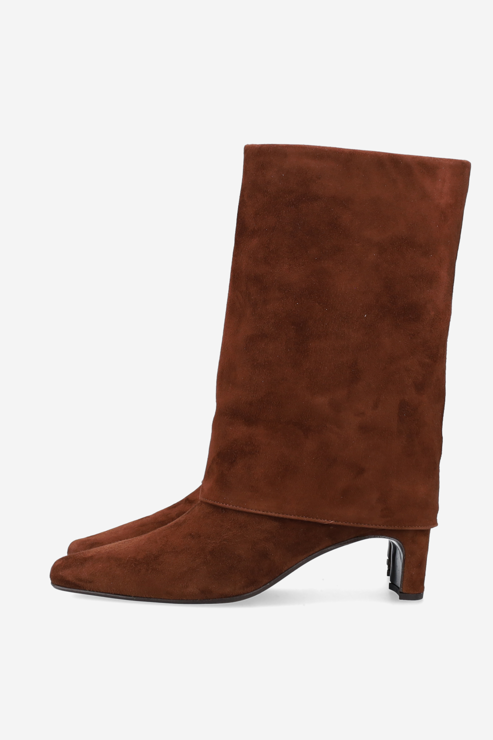 Fold-over suede ankle boots