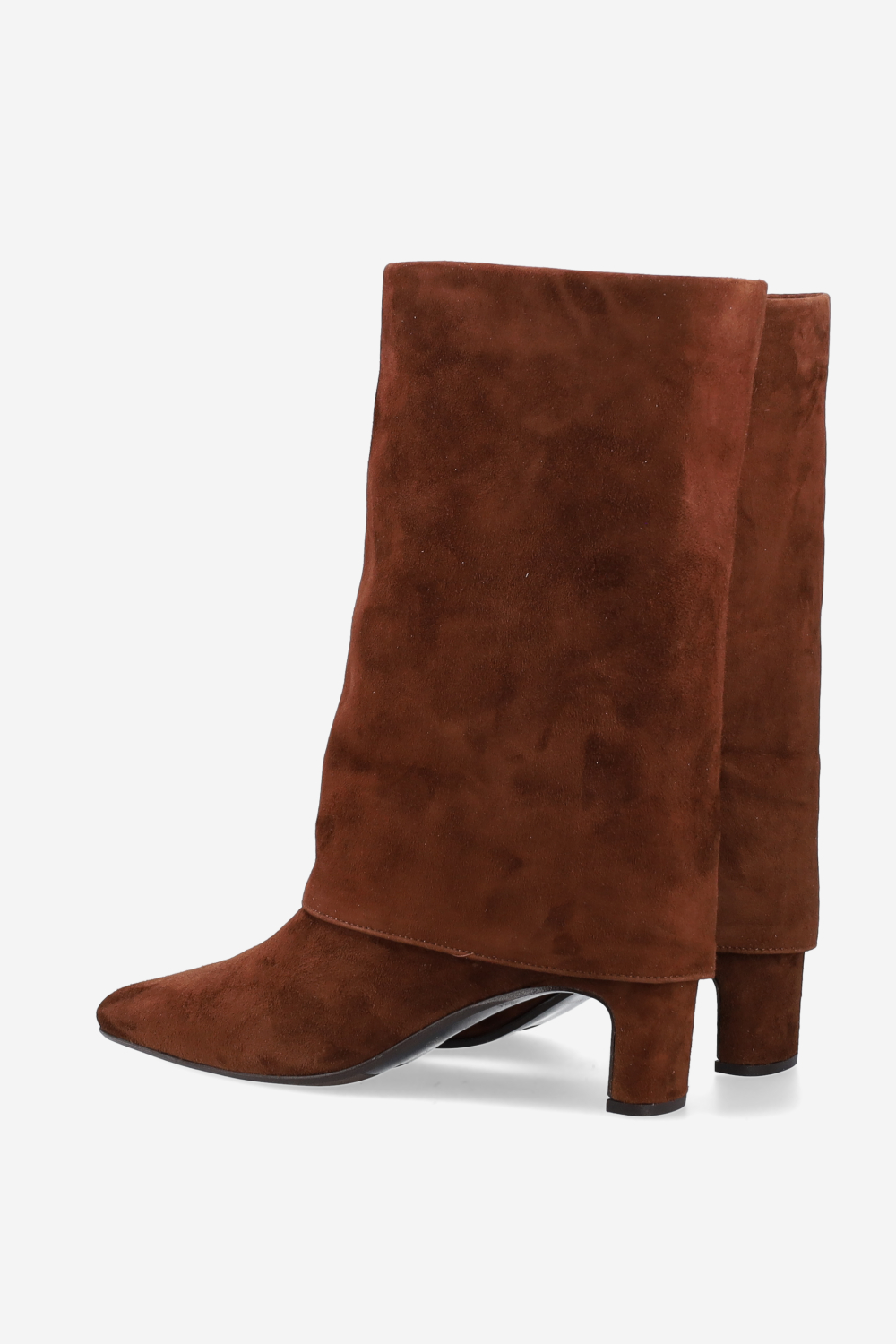 Fold-over suede ankle boots