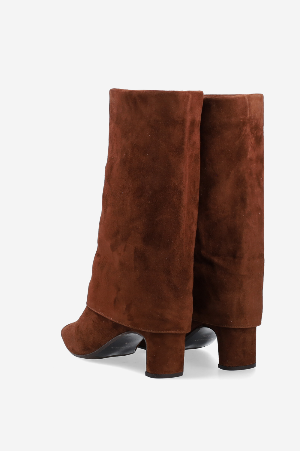 Fold-over suede ankle boots