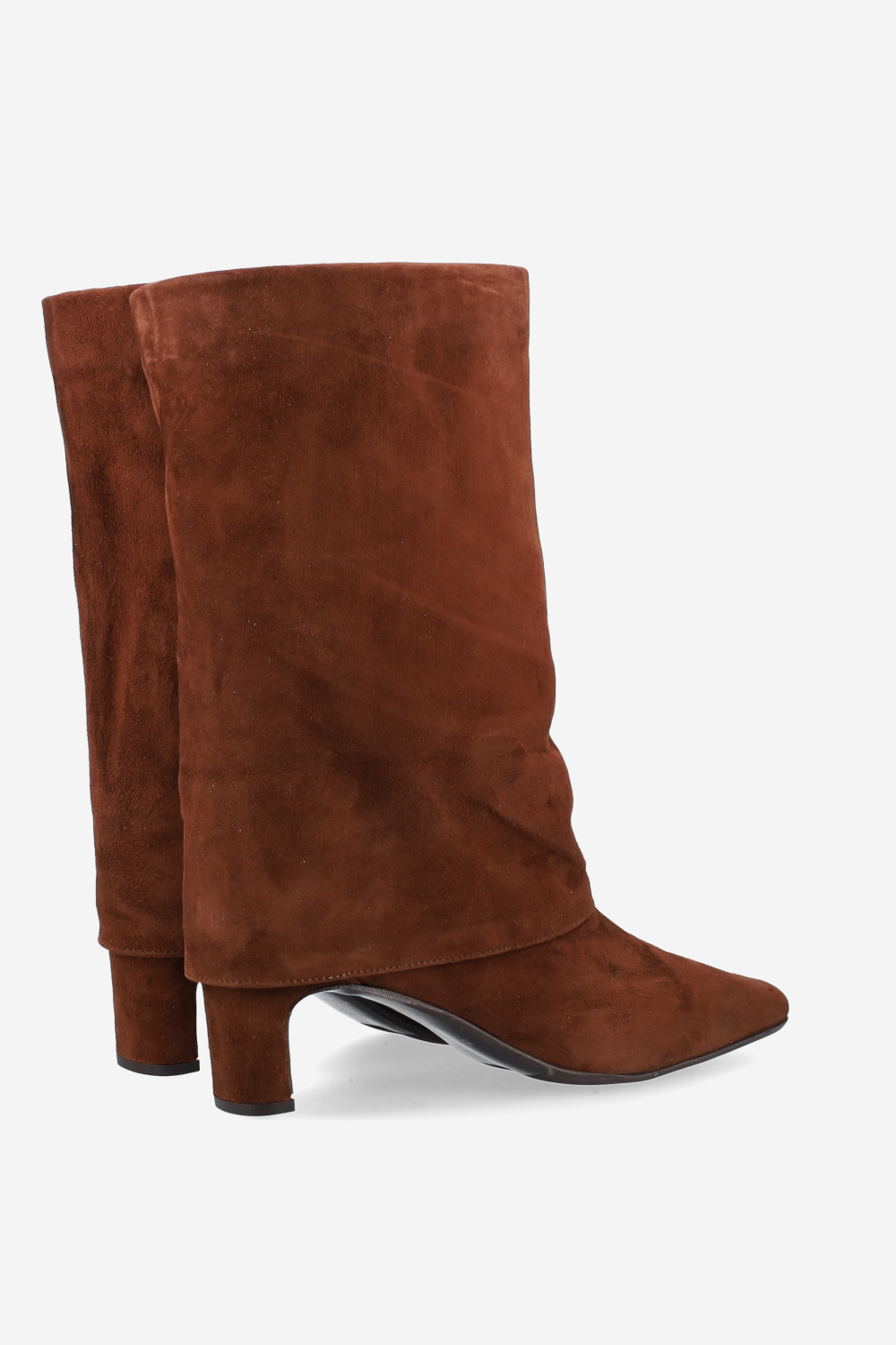 Fold-over suede ankle boots