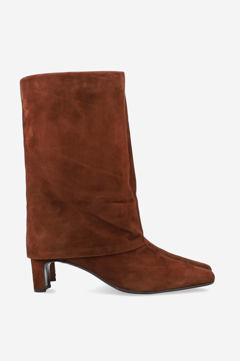 Fold-over suede ankle boots