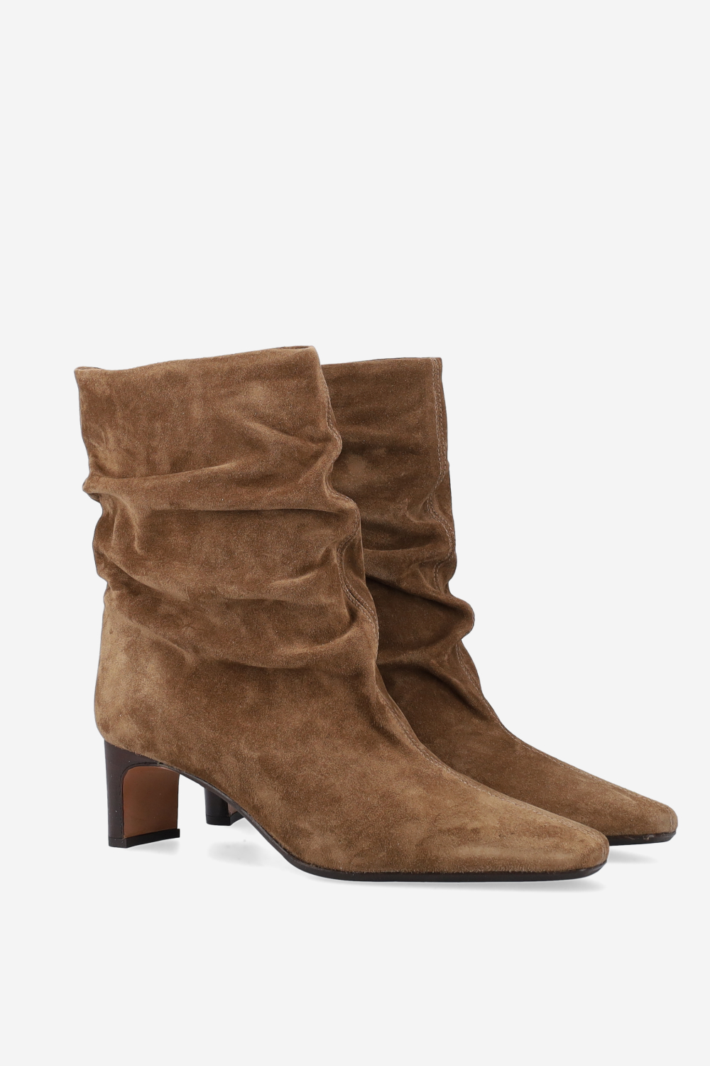 Draped suede ankle boots