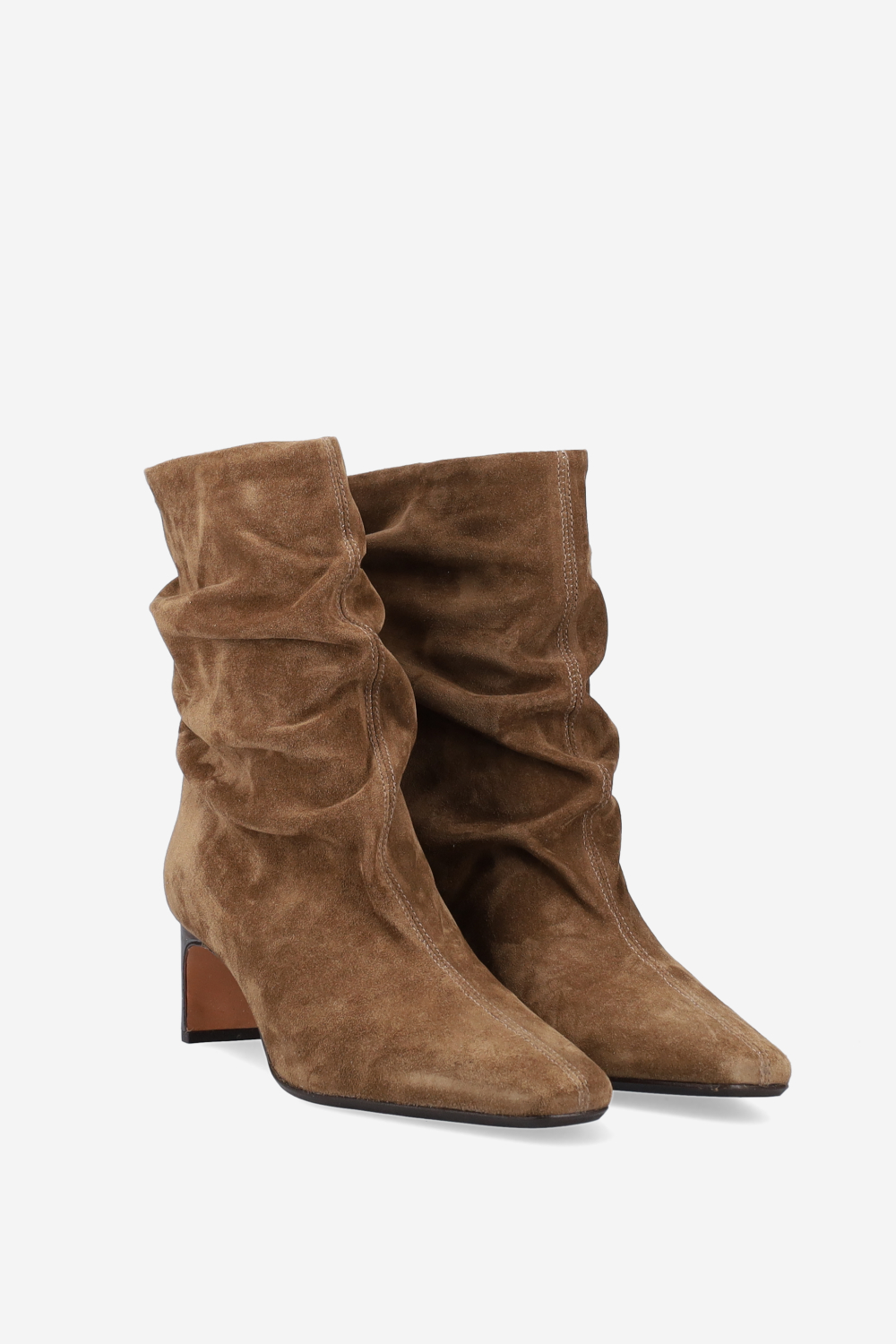 Draped suede ankle boots