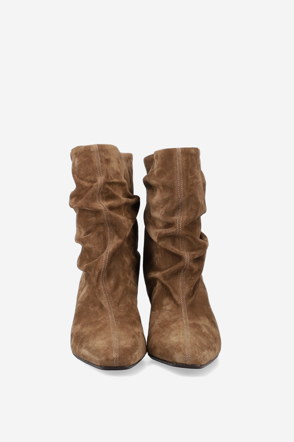 Draped suede ankle boots