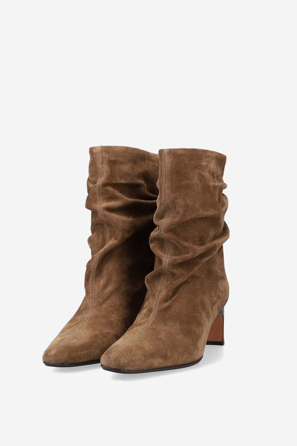 Draped suede ankle boots