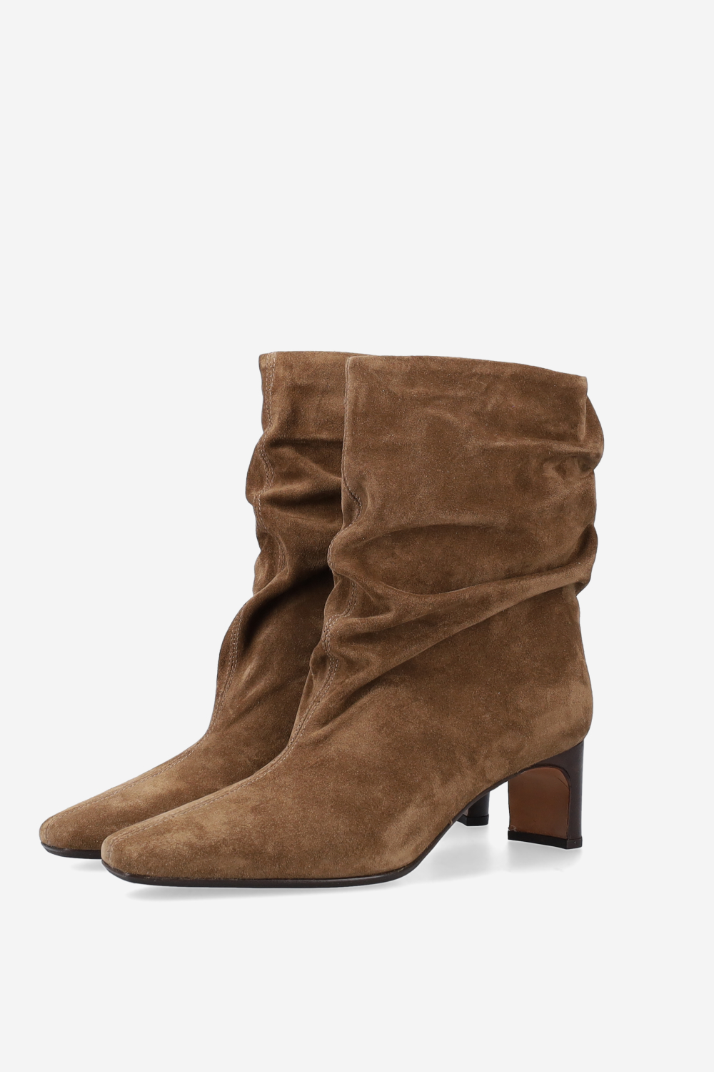 Draped suede ankle boots