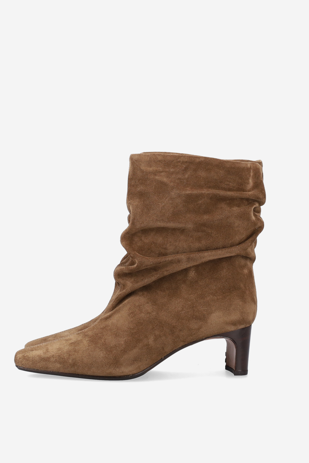 Draped suede ankle boots