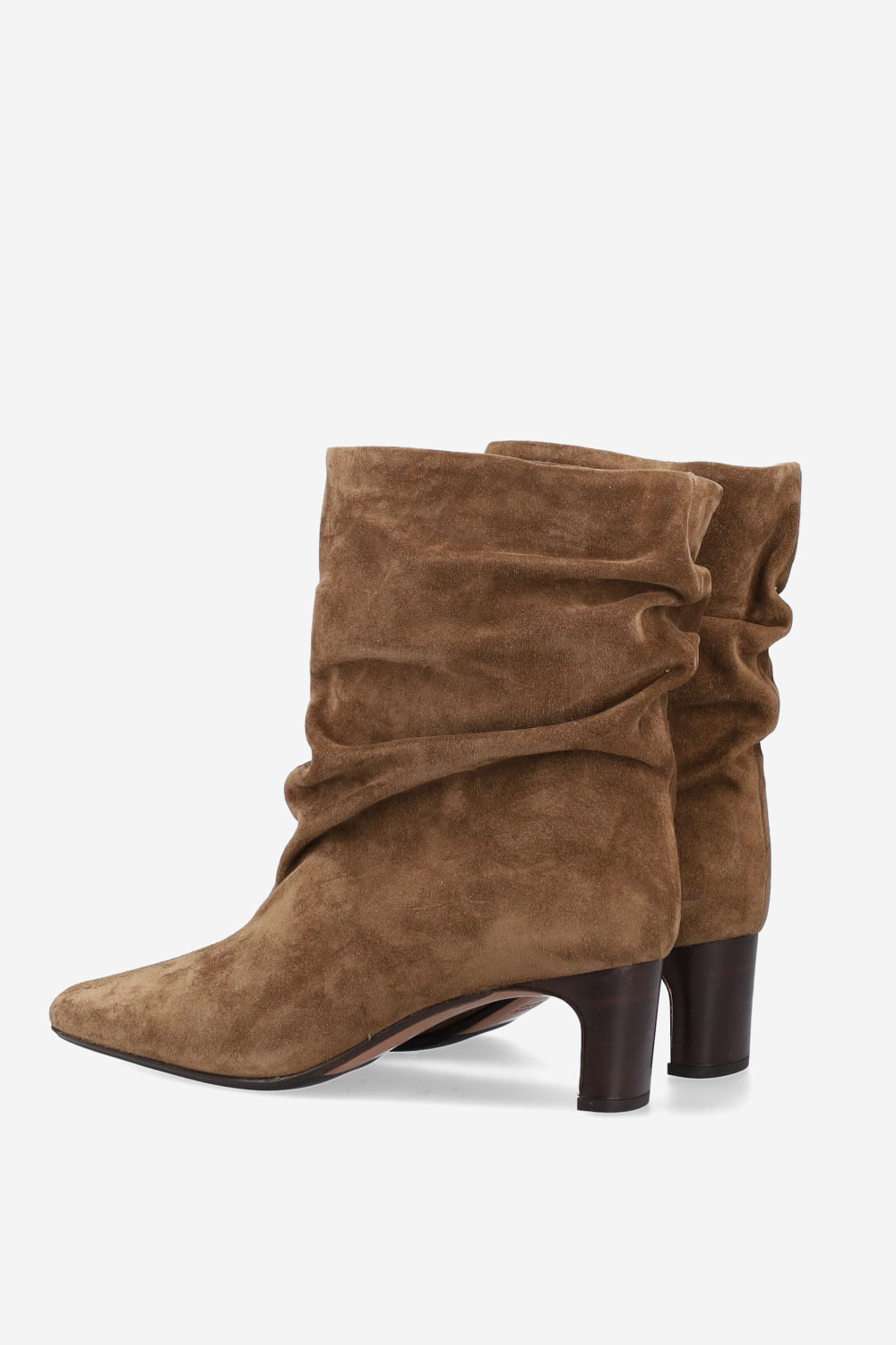 Draped suede ankle boots