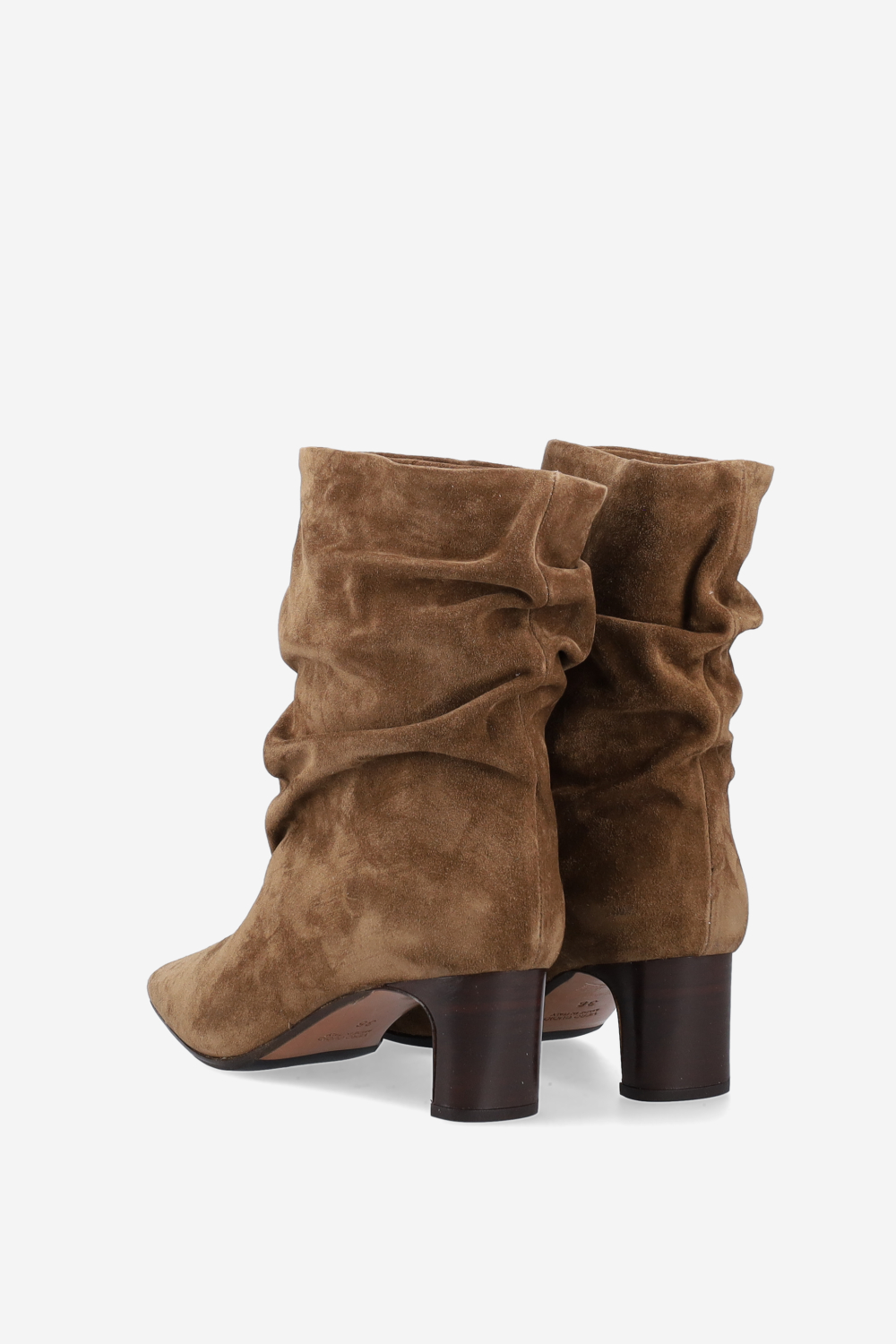 Draped suede ankle boots