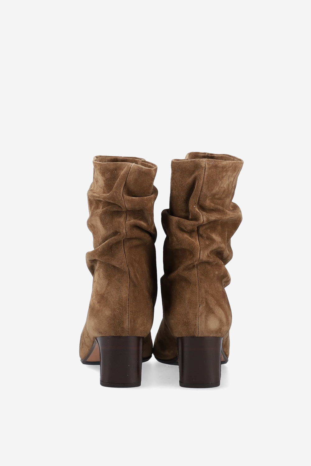 Draped suede ankle boots
