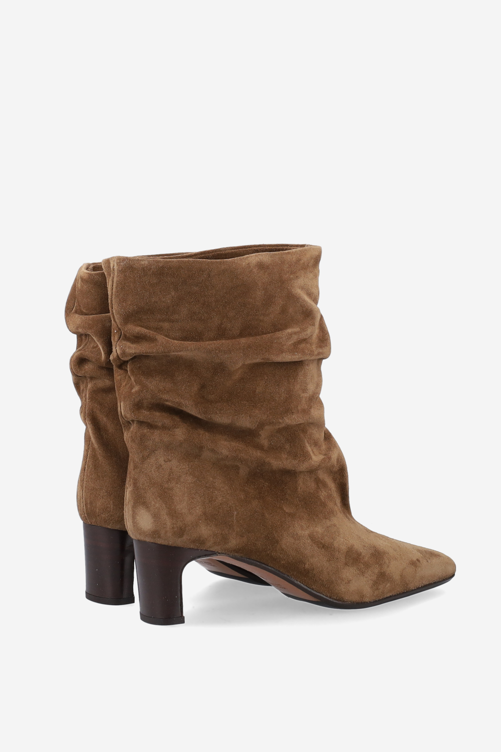 Draped suede ankle boots