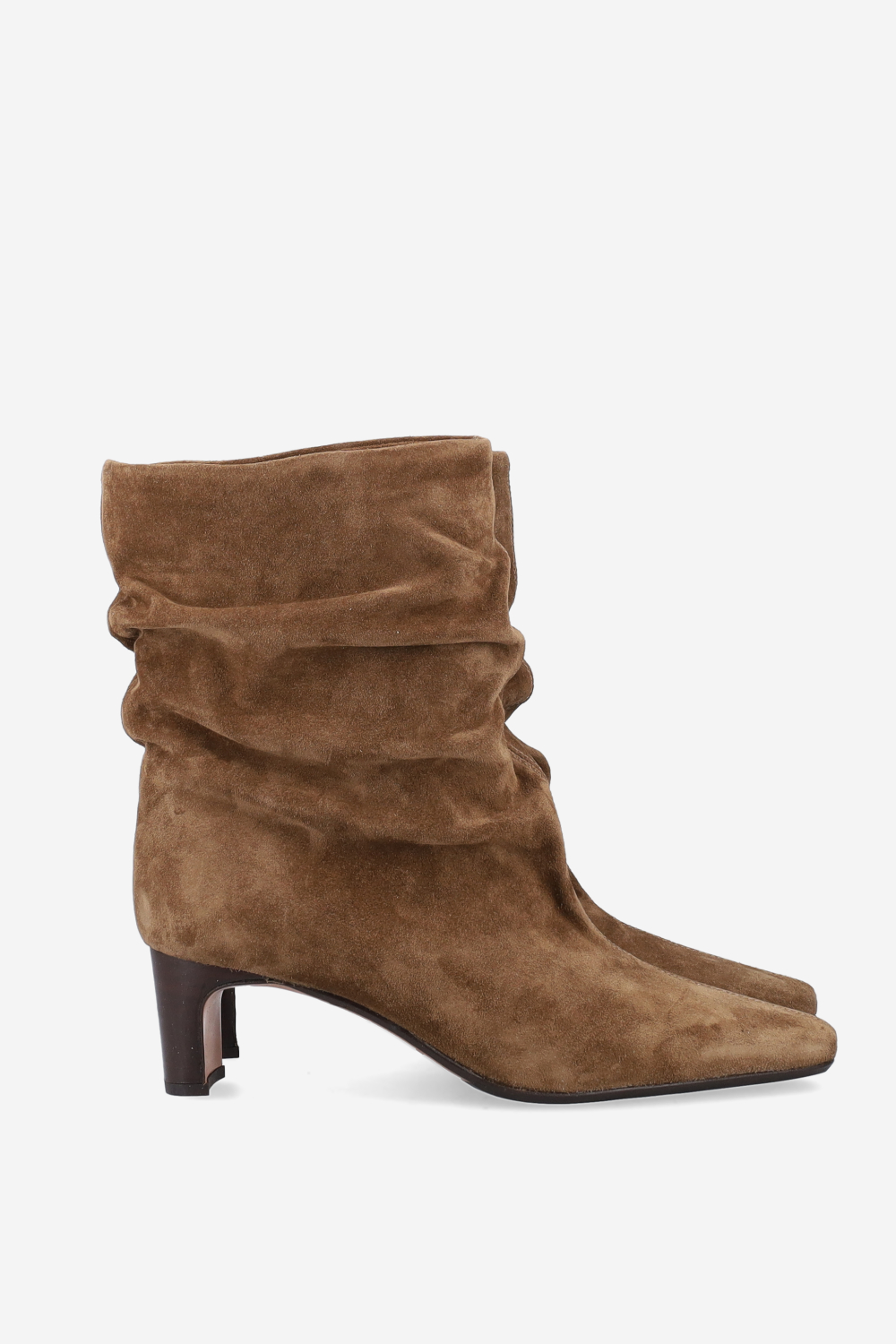 Draped suede ankle boots