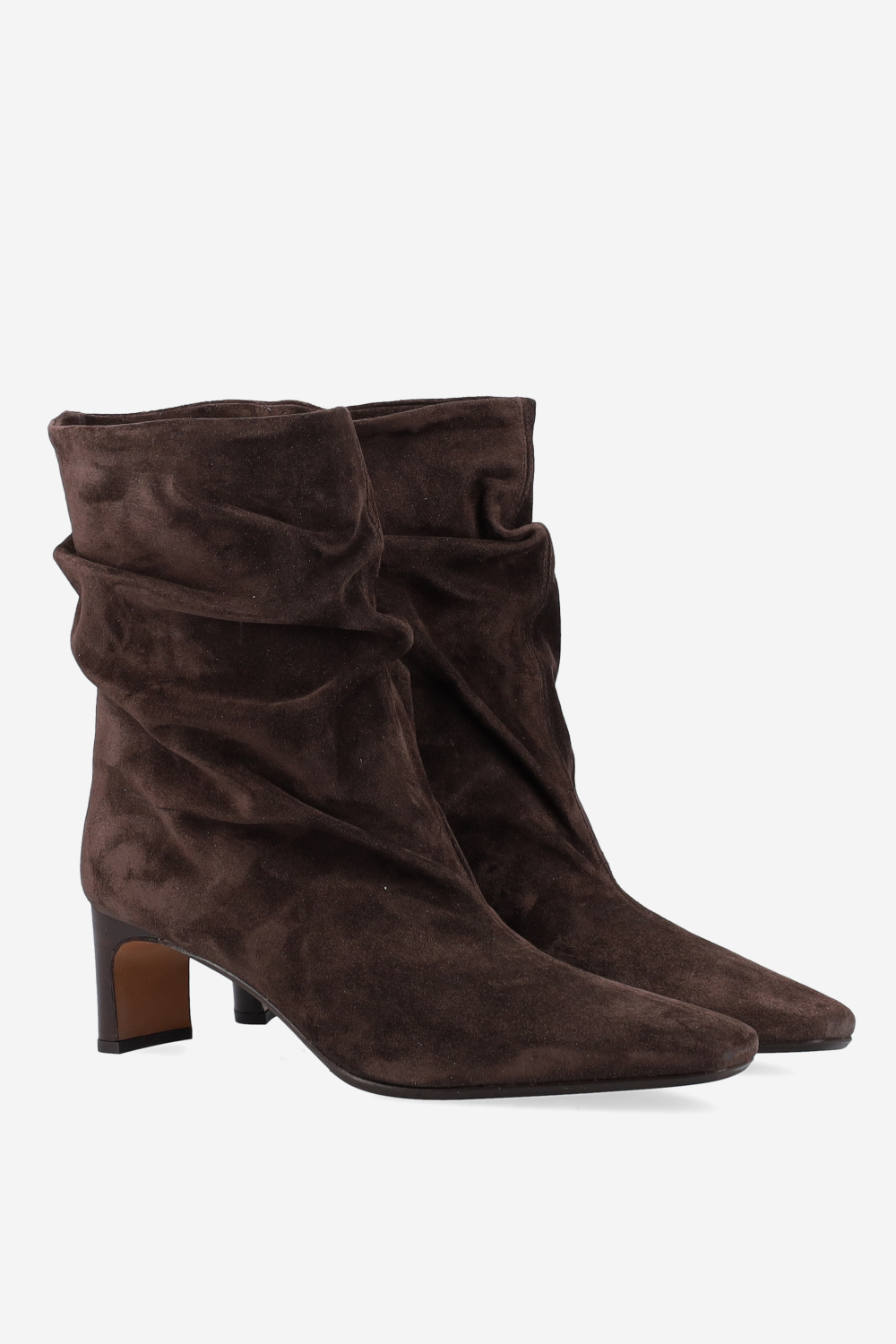 Draped suede ankle boots