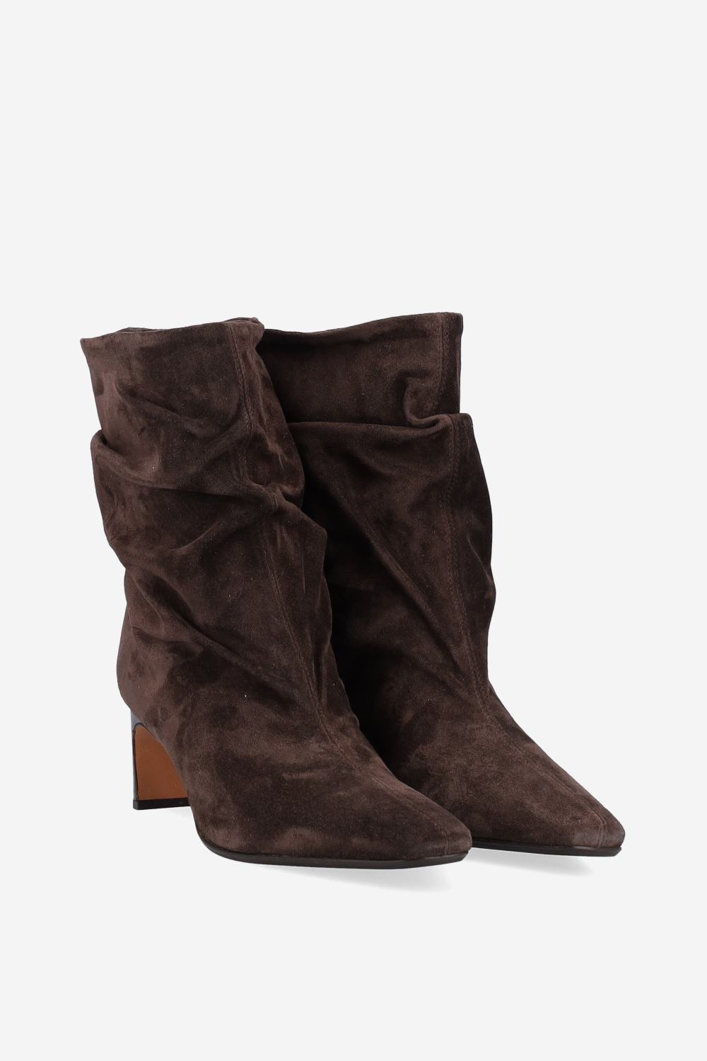 Draped suede ankle boots