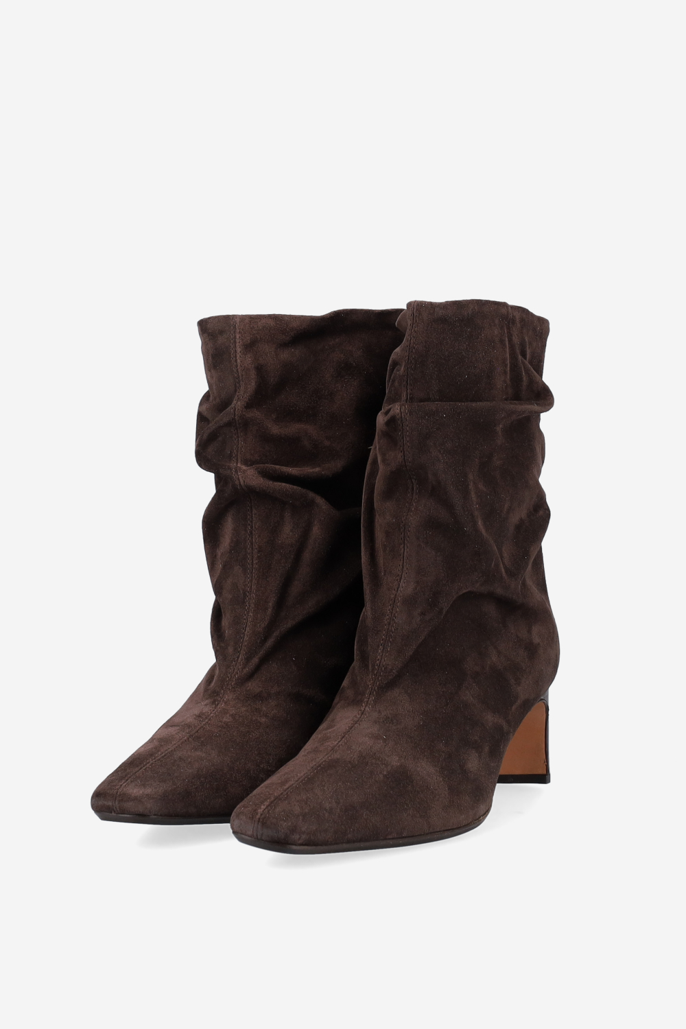 Draped suede ankle boots