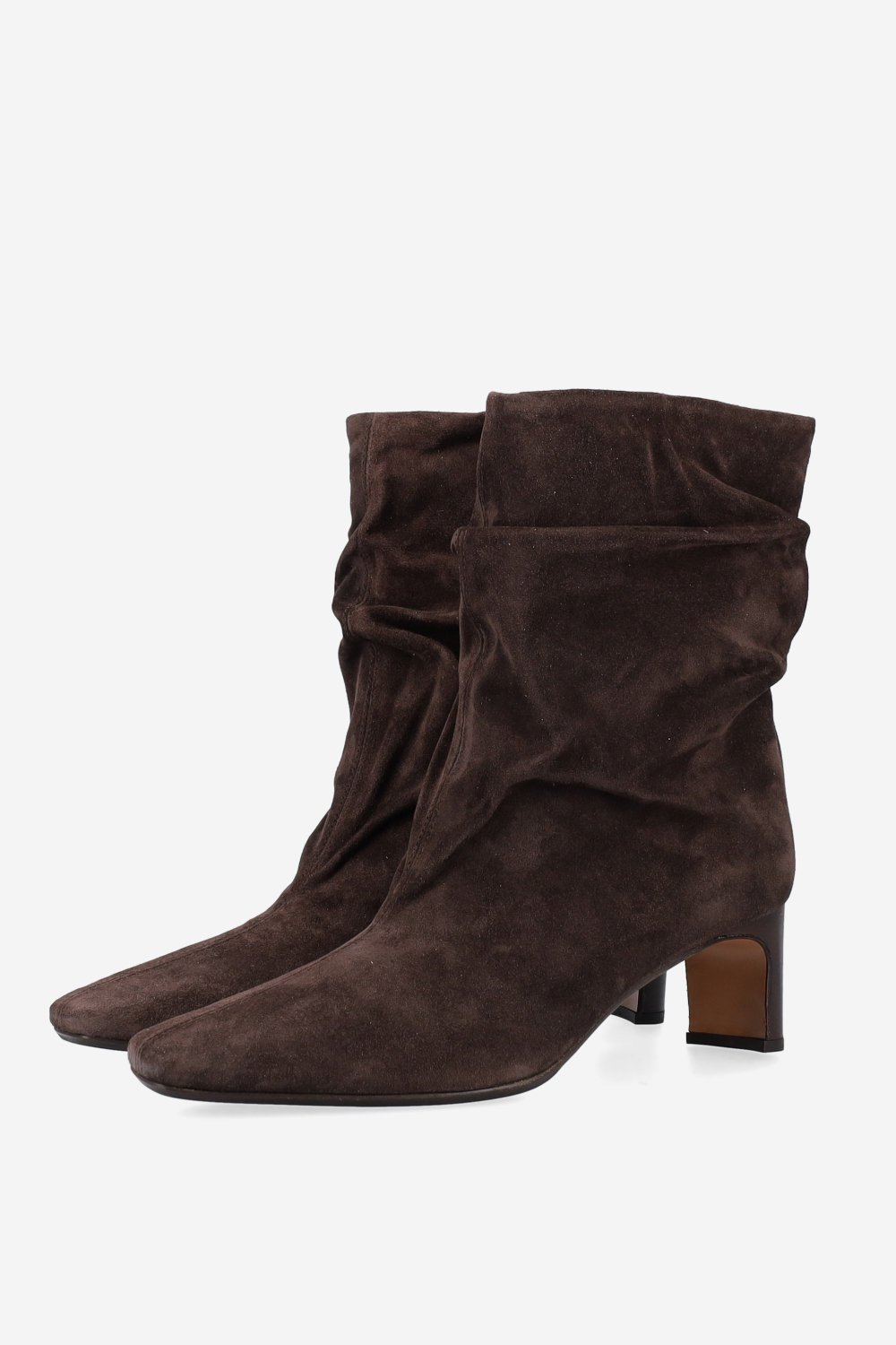 Draped suede ankle boots
