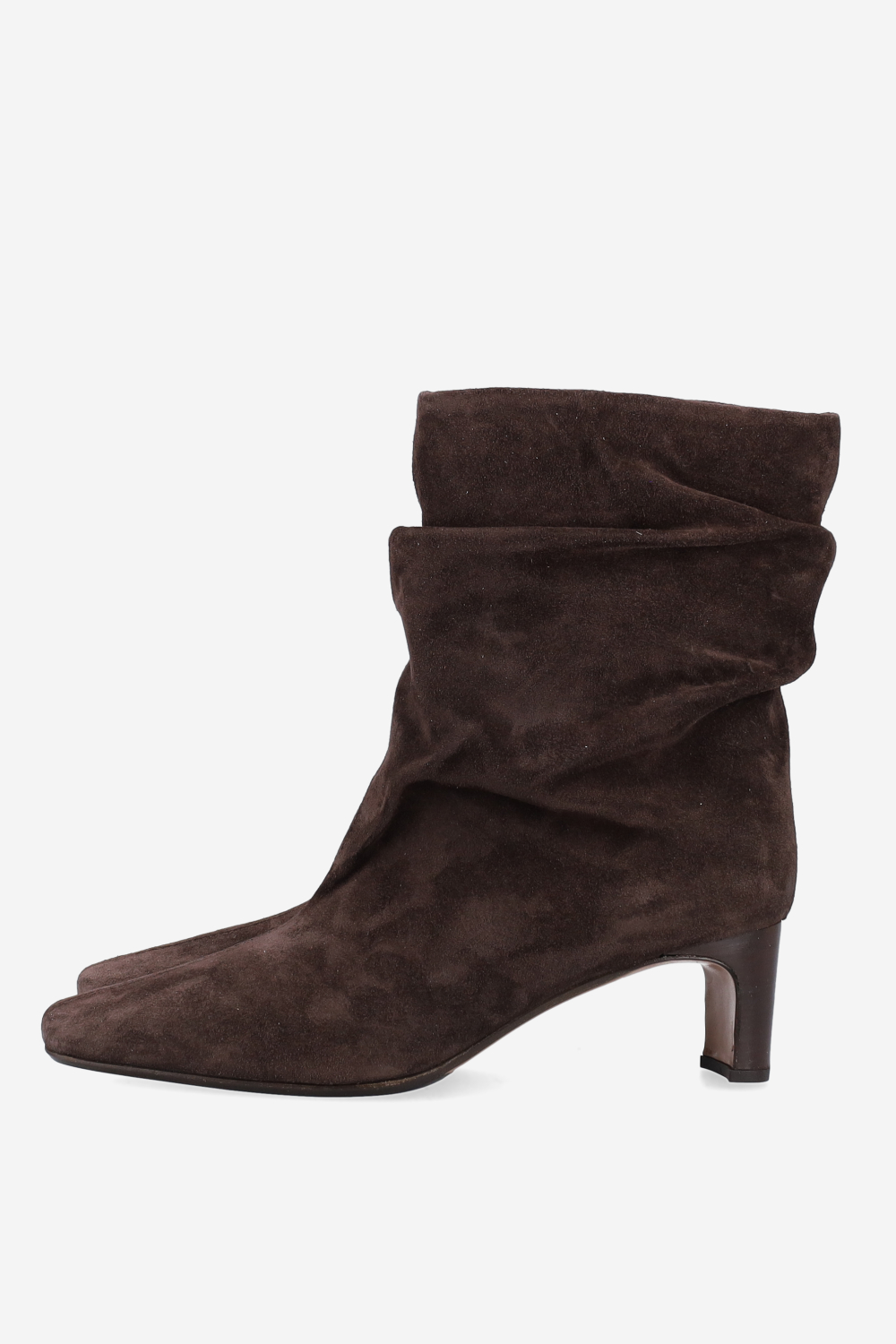 Draped suede ankle boots
