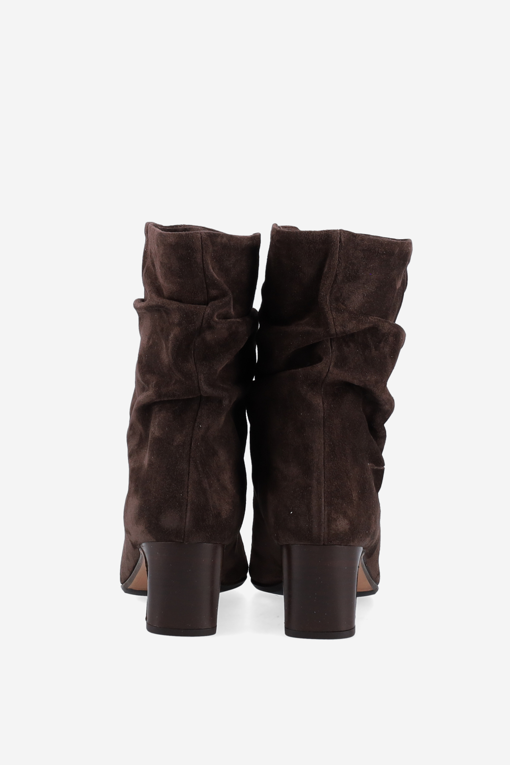 Draped suede ankle boots