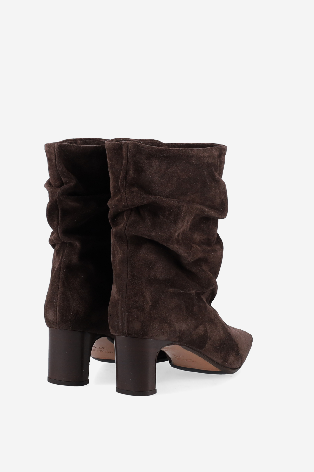 Draped suede ankle boots