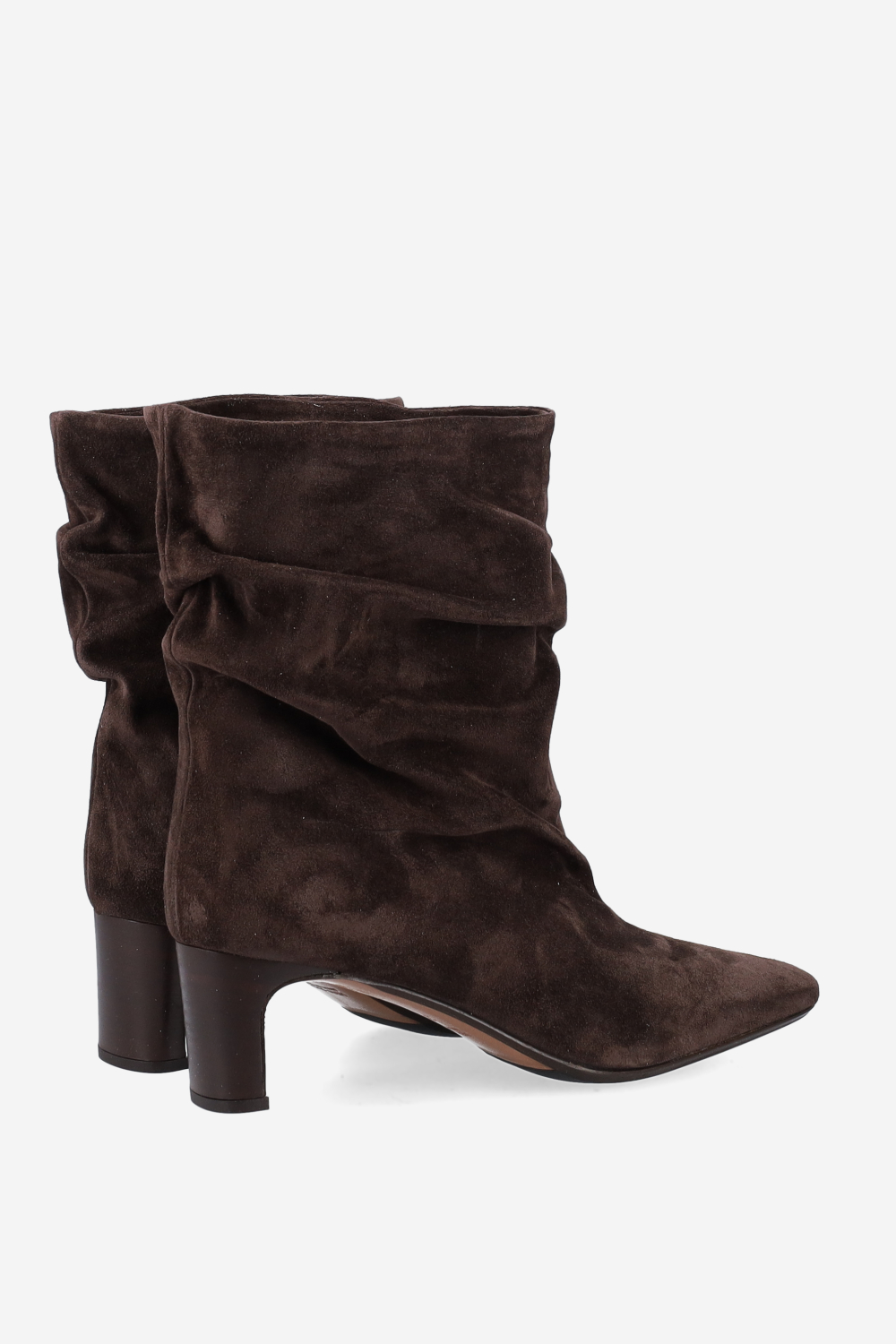 Draped suede ankle boots