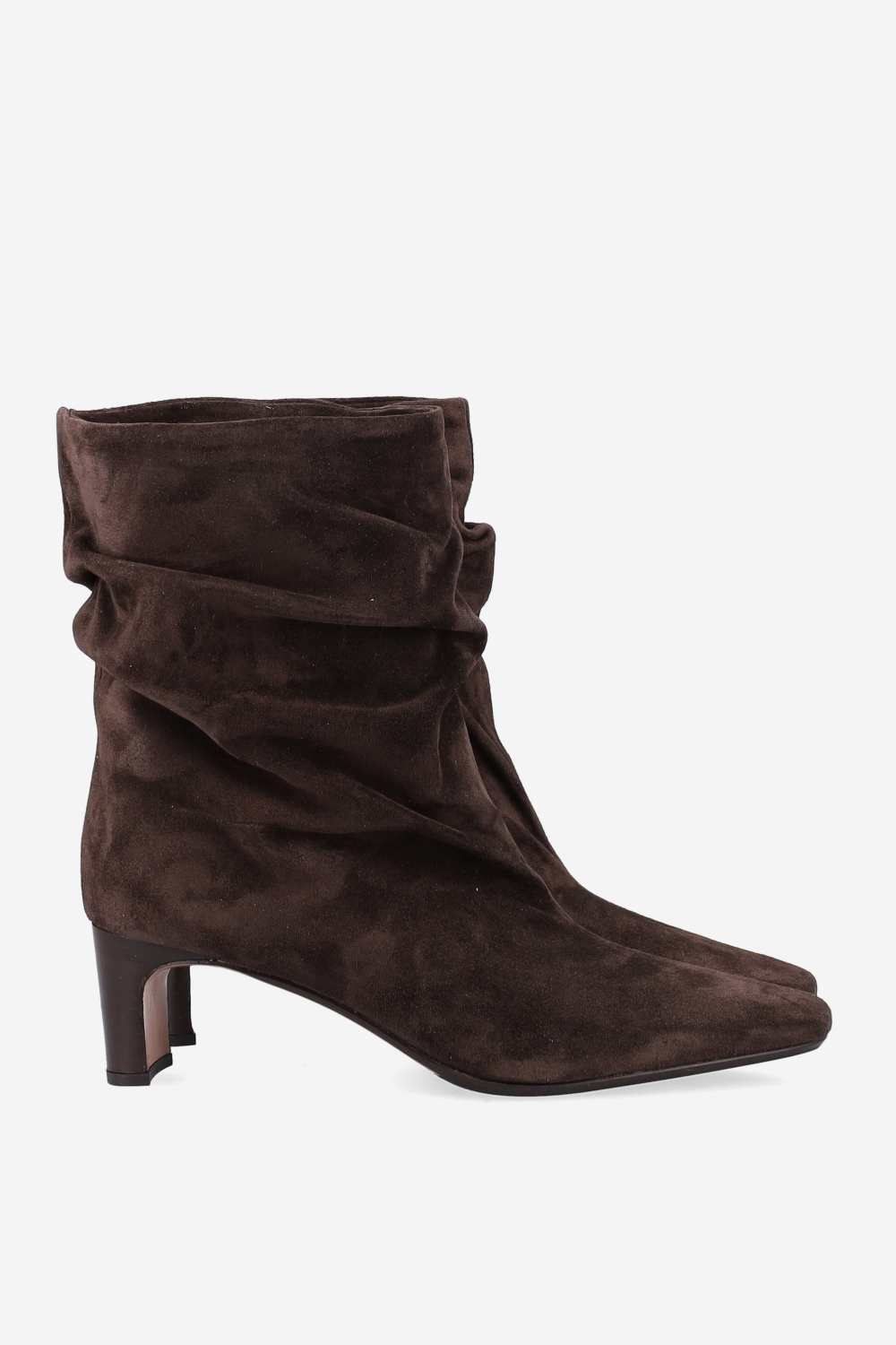 Draped suede ankle boots