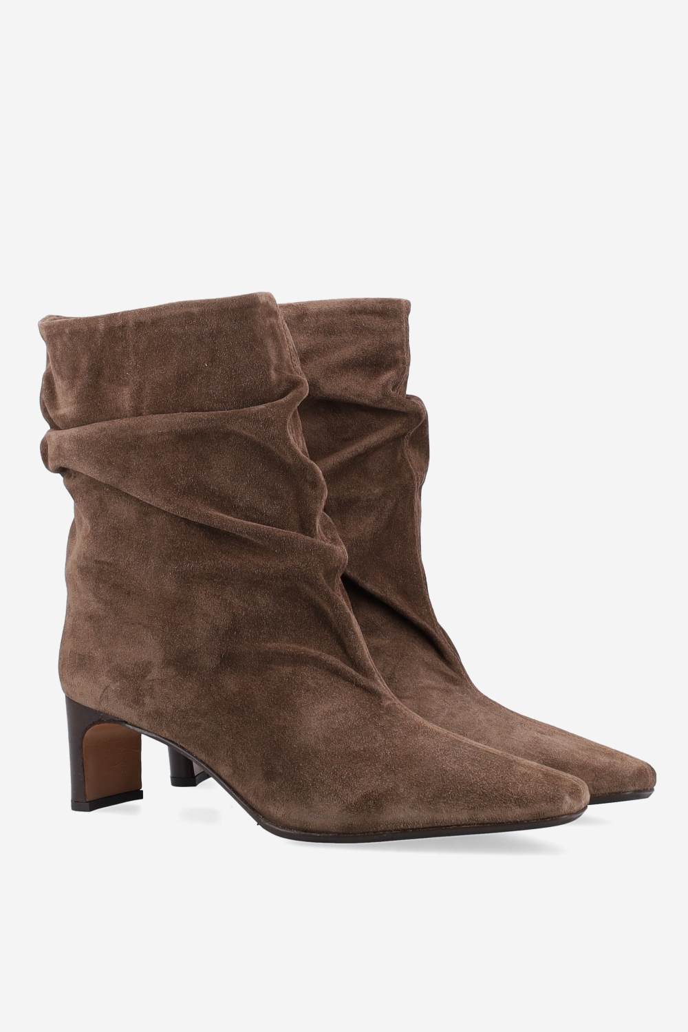 Draped suede ankle boots