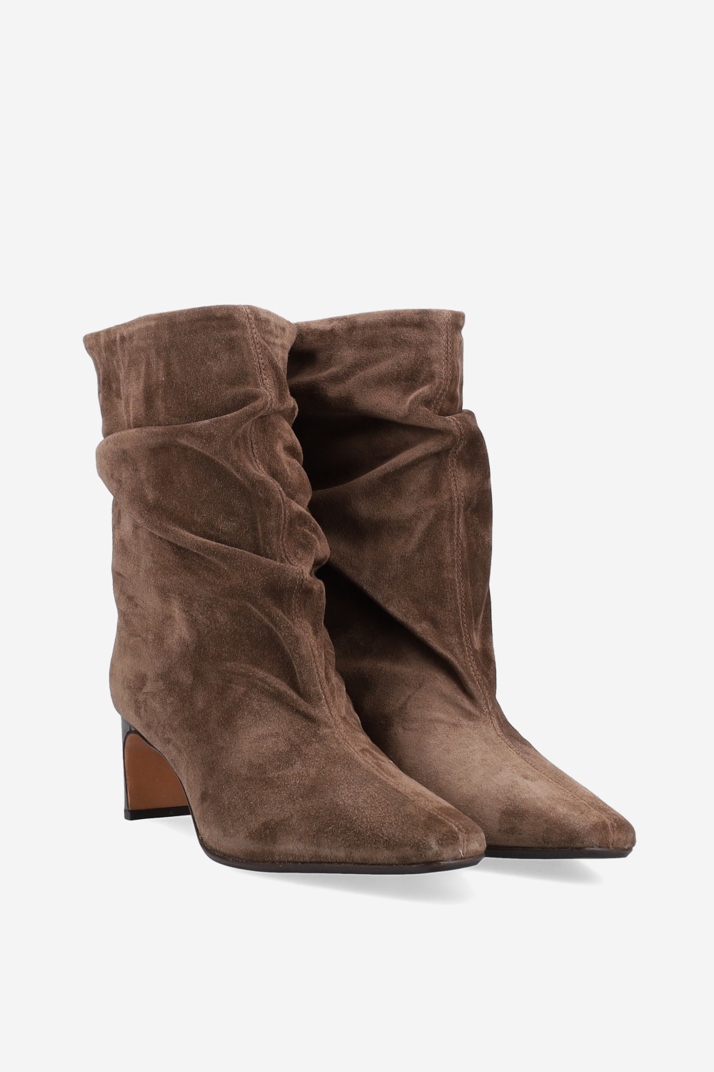 Draped suede ankle boots