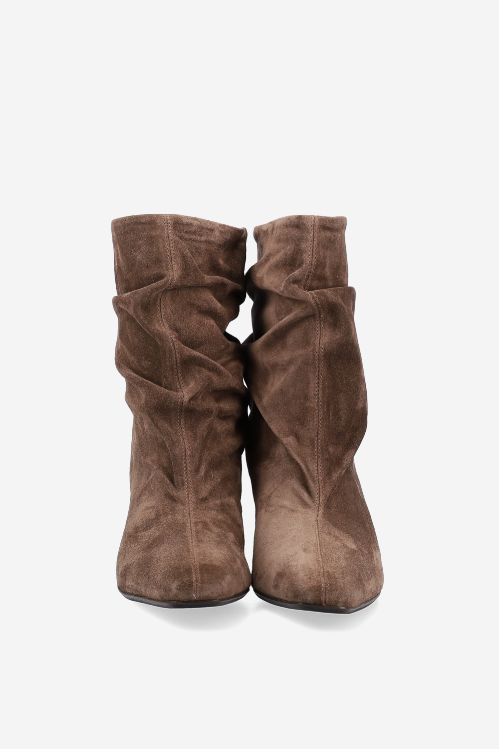 Draped suede ankle boots