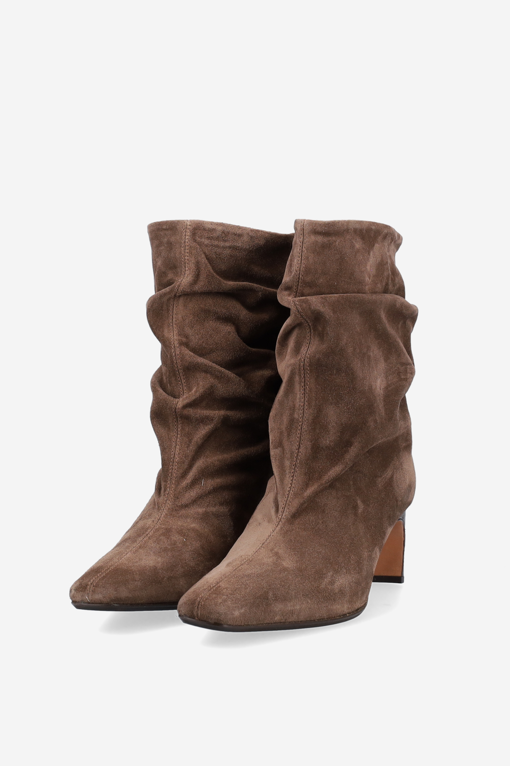 Draped suede ankle boots