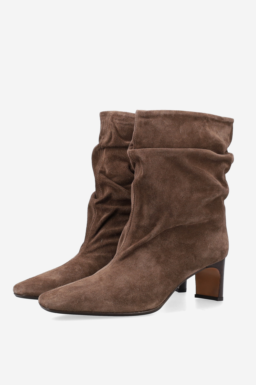Draped suede ankle boots