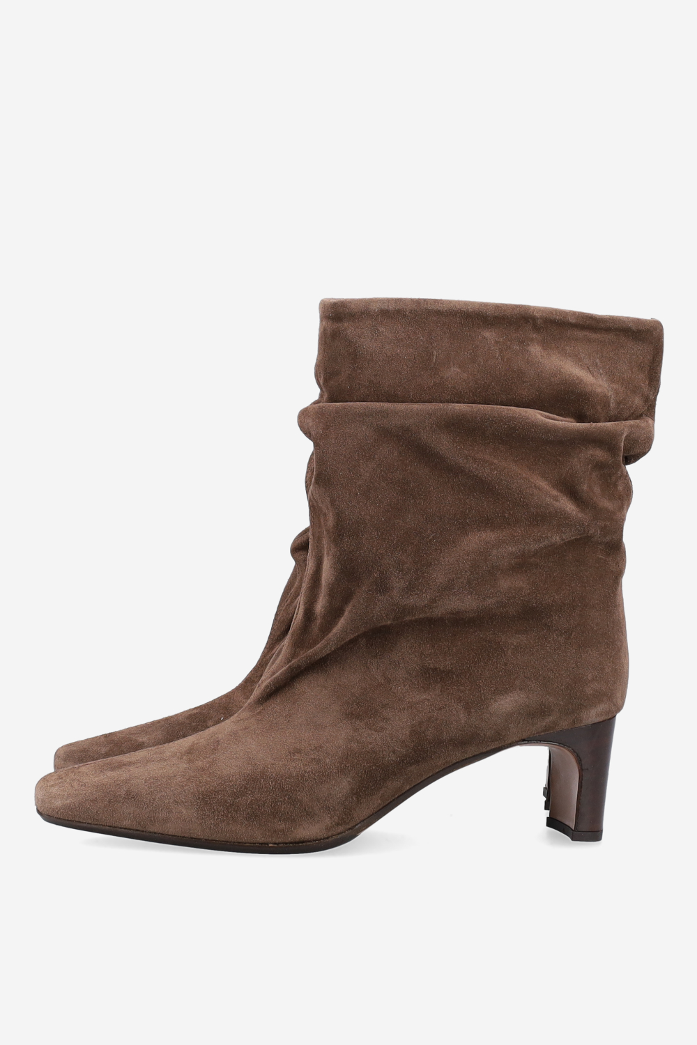 Draped suede ankle boots