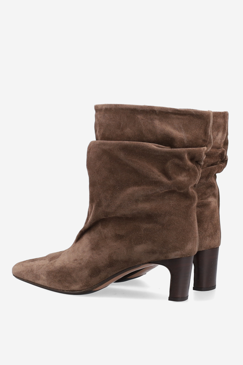 Draped suede ankle boots