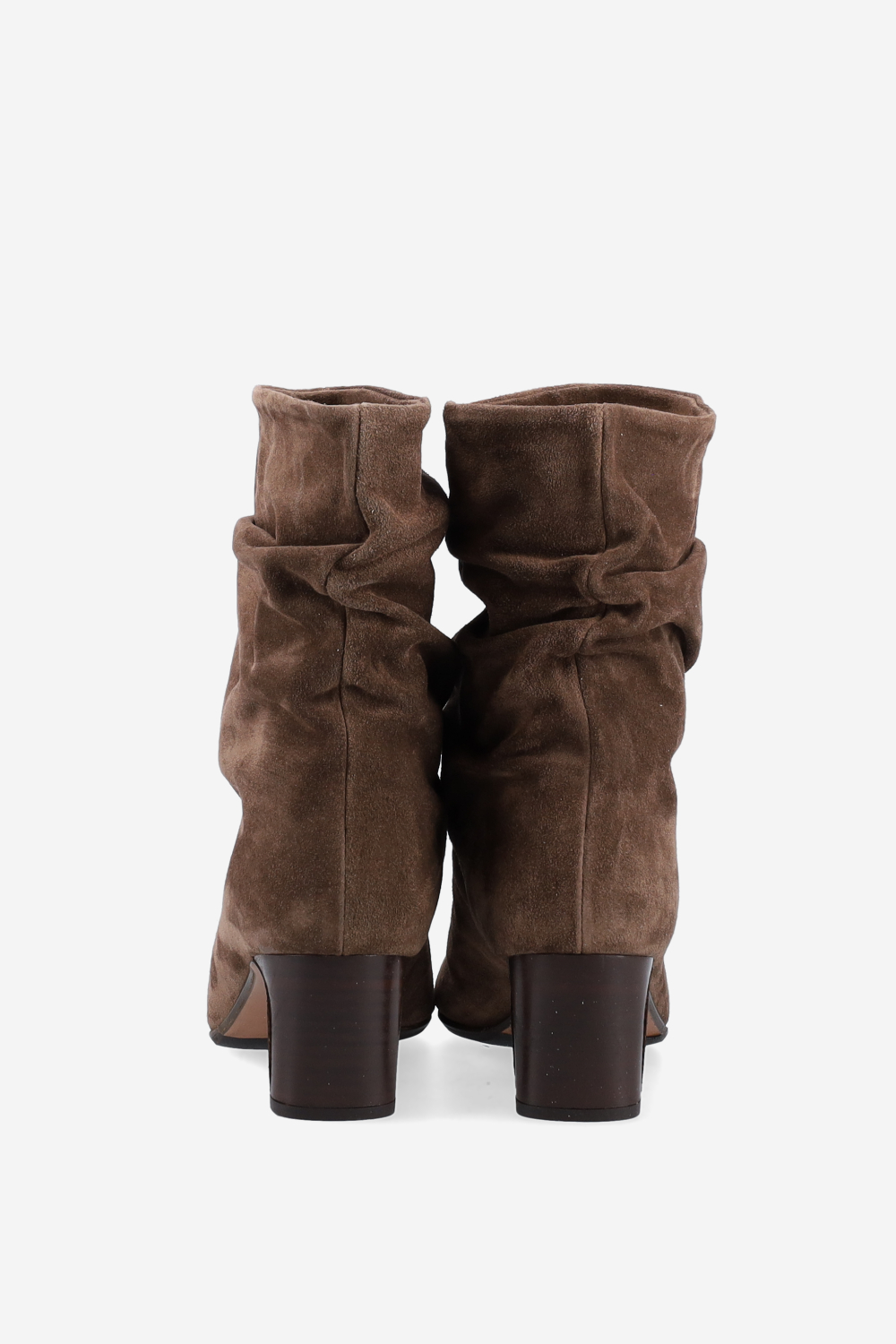 Draped suede ankle boots