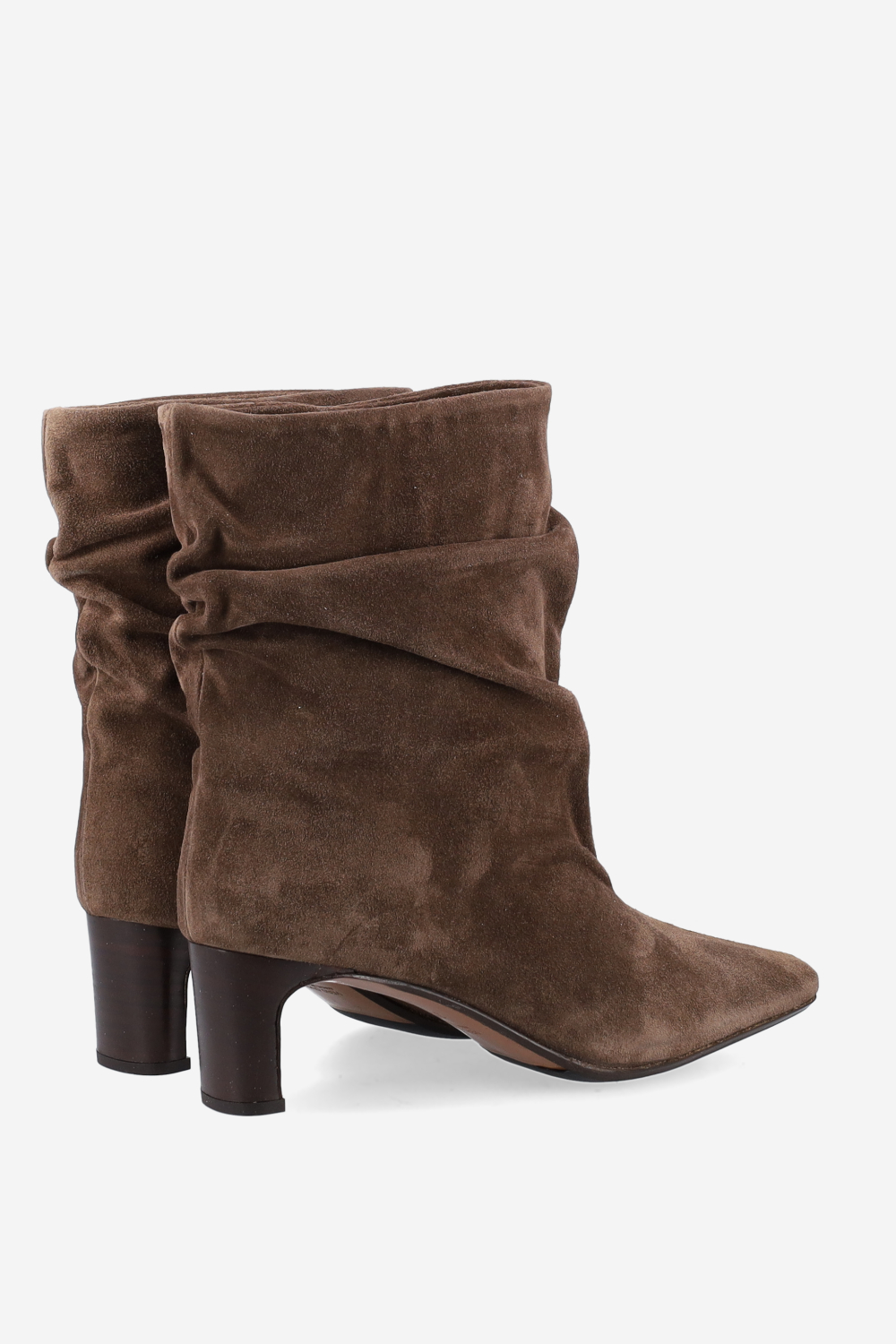 Draped suede ankle boots