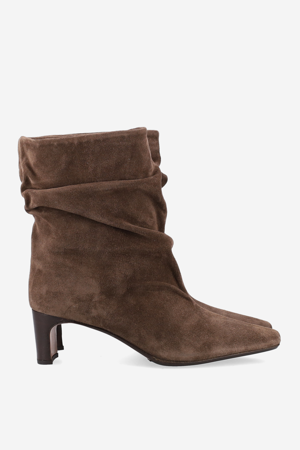 Draped suede ankle boots